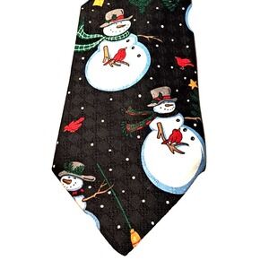 Men's Christmas Tie SPECIAL-TIES Hallmark "Happy Holidays" Snowmen‎ Classic W 4"